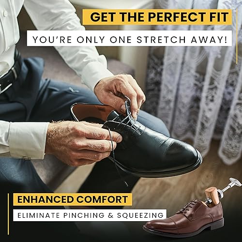Miniatura 2 de HOUNDSBAY Bulldog - Camillador de zapatos de madera profesional de 2 vías para hombres ampliador de zapatos y estirador para hombres con pies anchos