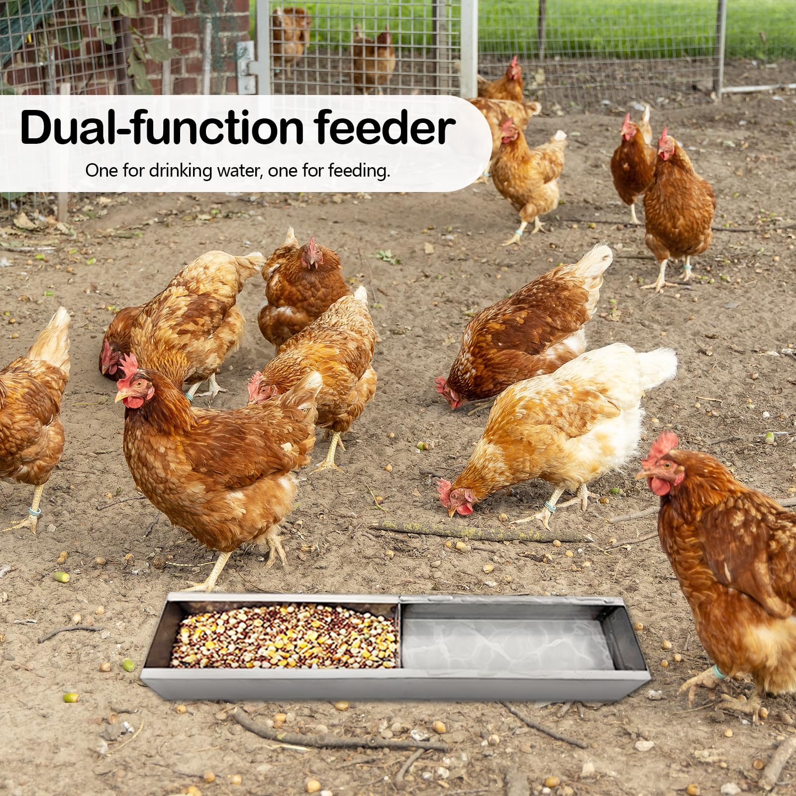 Comedero Y Bebedero Colgante Para Pollos De Acero Inoxidable 40cm - Multifuncional Con Ganchos Para Granja, Patos, Cabras Y Gatos
