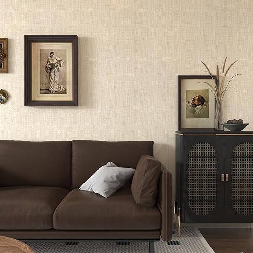 Miniatura 7 de Papel tapiz autoadhesivo para despegar y pegar, 15.7 x 78.7 pulgadas, papel de contacto beige con textura, papel de pared autoadhesivo para