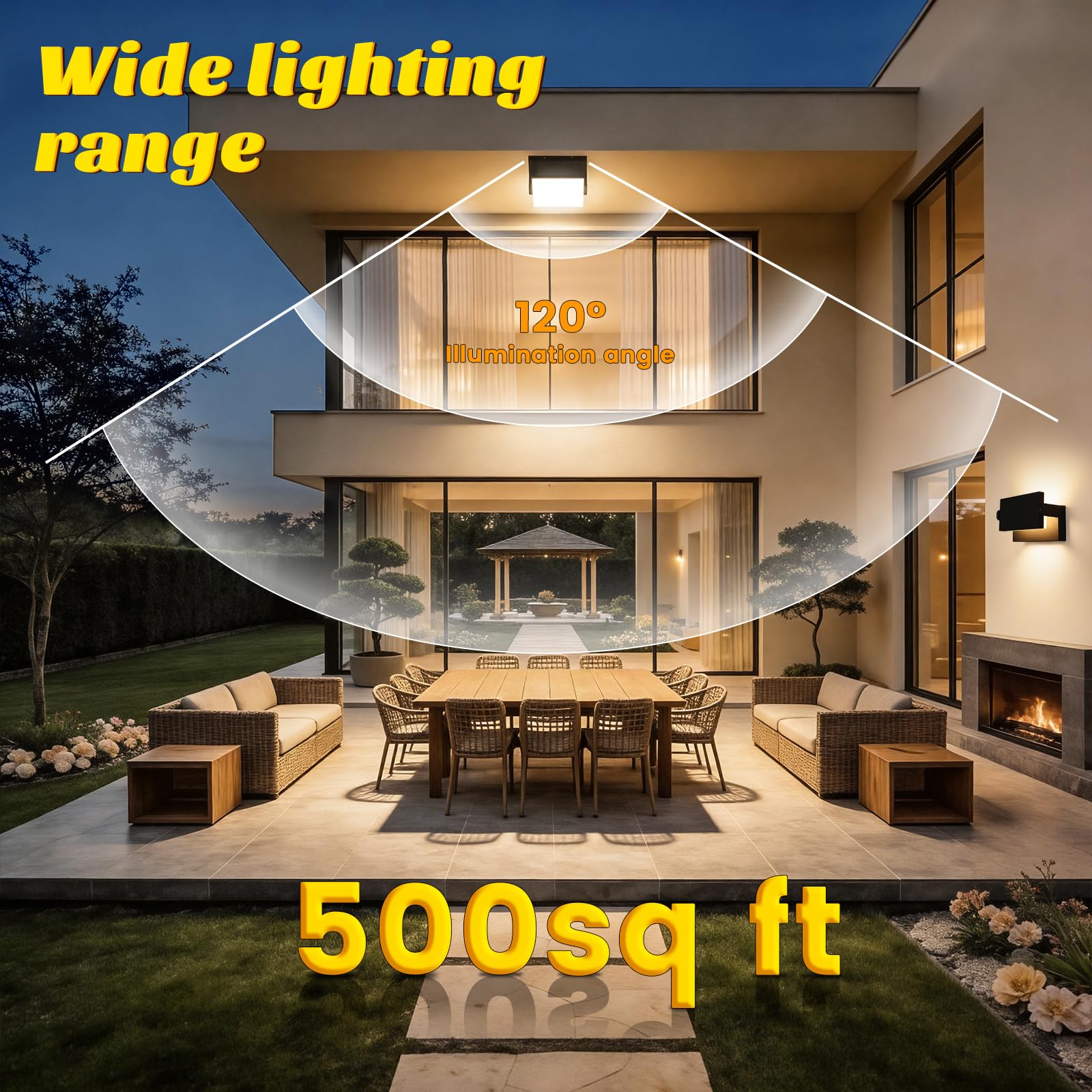 ledmo 60W LED Apliques Pared Exterior Interior 360° Rotación Negra Lámpara de Pared para Entrada Terraza Pasillo Focos LED Exterior 5000 Lumen Blanco Cálido 3000K Impermeable IP65