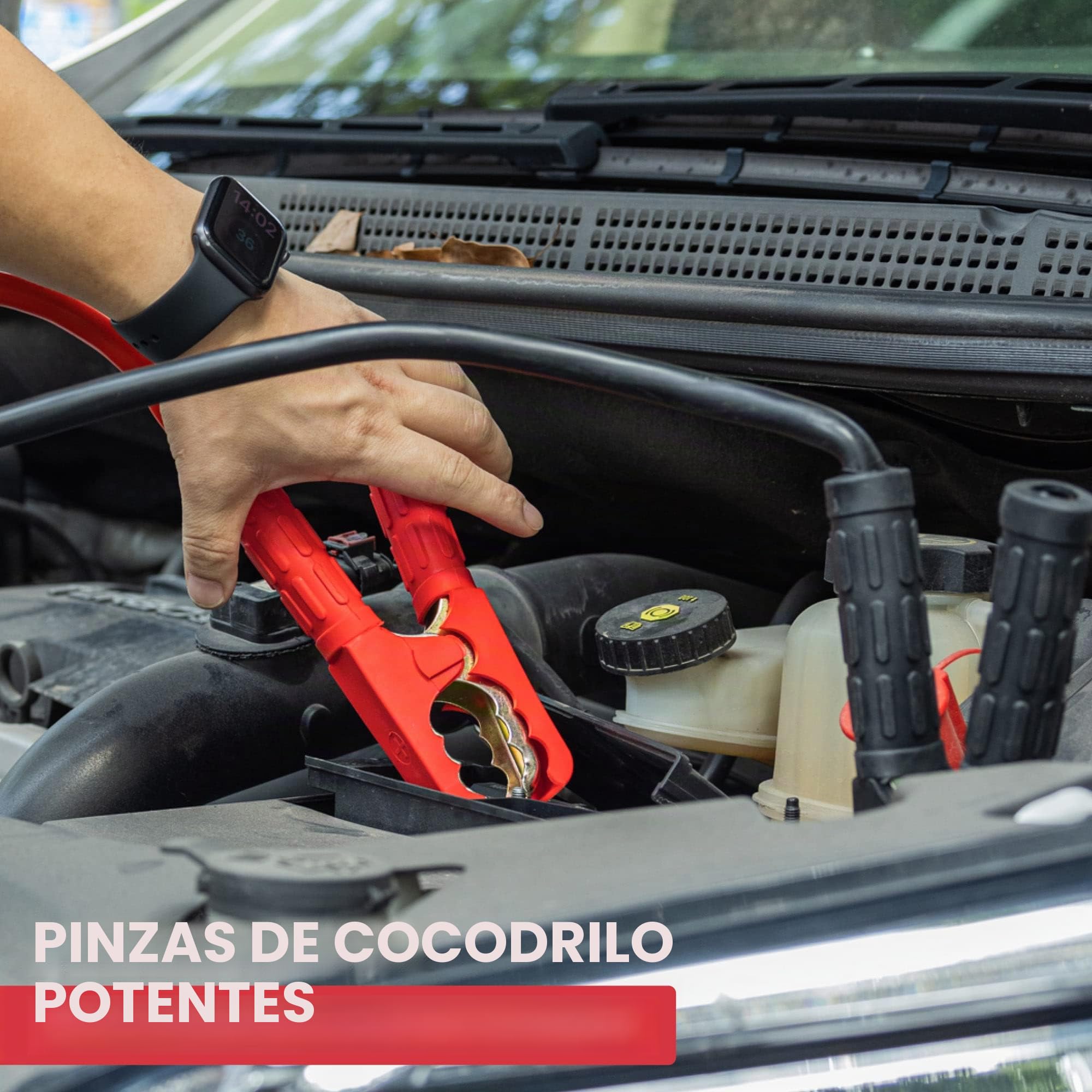 GADLANE Cables de salto de 6 m de largo, resistentes para batería de coche, cables de salto de 1500 amperios y 30 mm² de grosor con abrazaderas fuertes, para coches de gasolina y diésel (1500A)