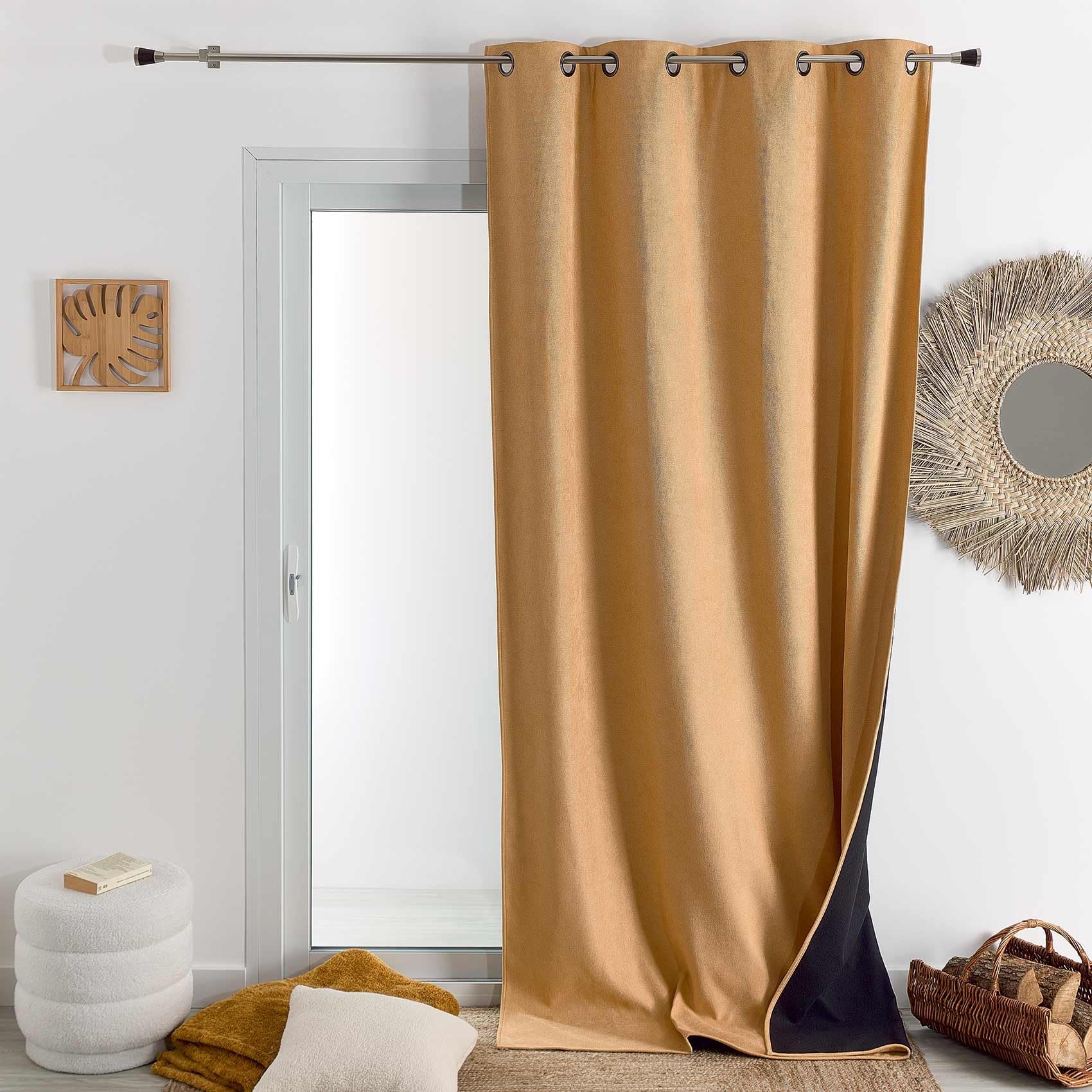 HomeMaison.com Insulating Curtain – Thermal Curtain – Blackout Curtain – Yellow Ochre Curtain – 140 x 260 cm