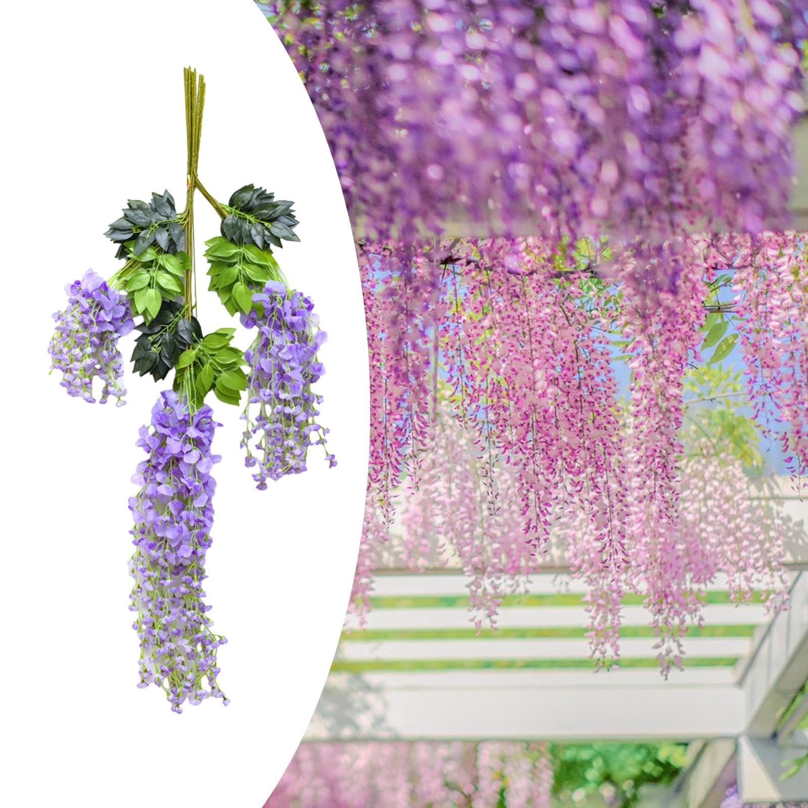 Amazon.co.jp: 人工フェイク藤つるラタン 12個 藤吊り花 シルク藤