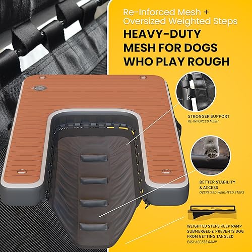 Miniatura 5 de DOK Dog-DOK - Plataforma de muelle inflable acceso seguro y fácil al agua para perros de hasta 230 libras espuma EVA antideslizante flotante con