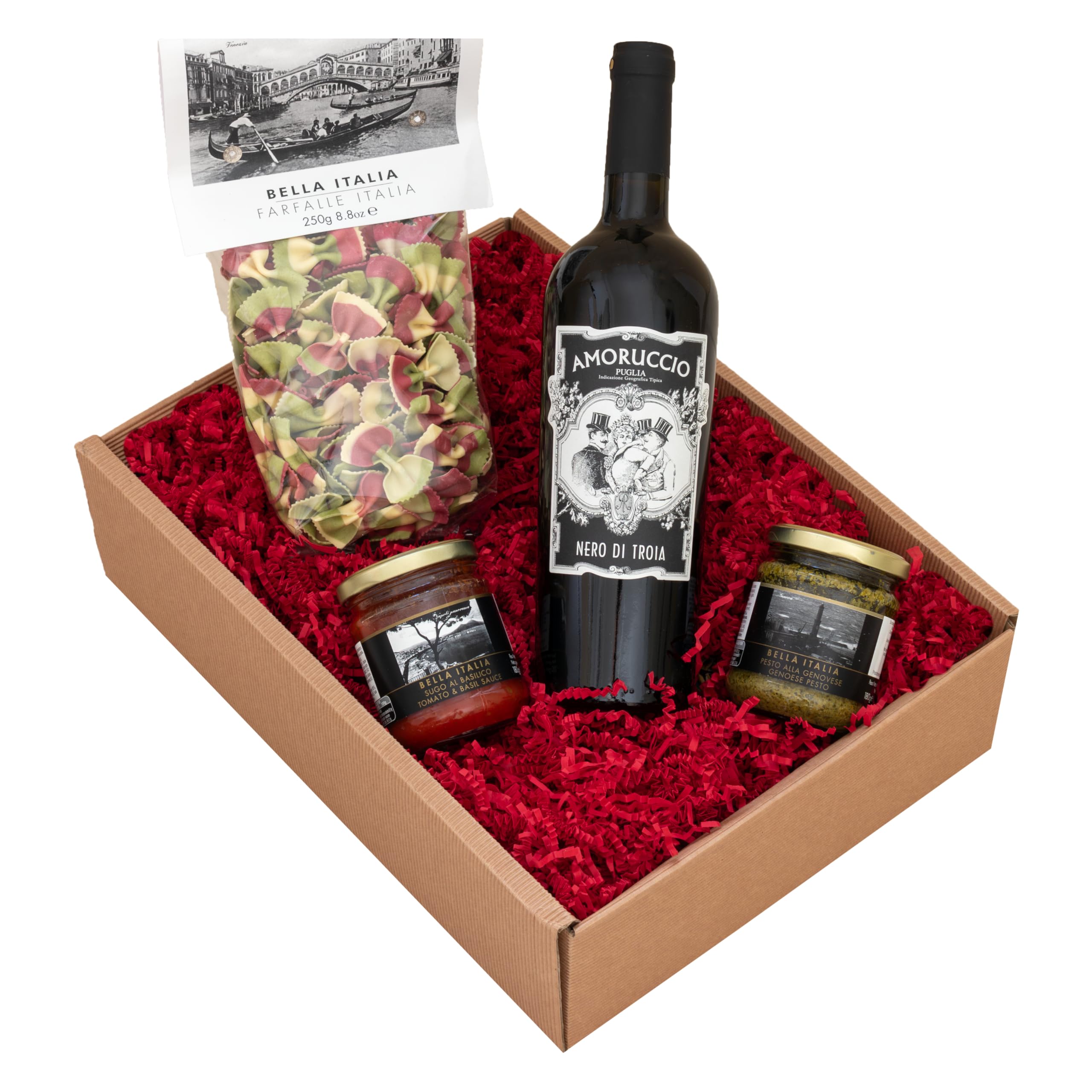 The Wine Guys Präsentpaket Viva l'Italia: Wein, Pasta und Saucen - Geschenkpaket
