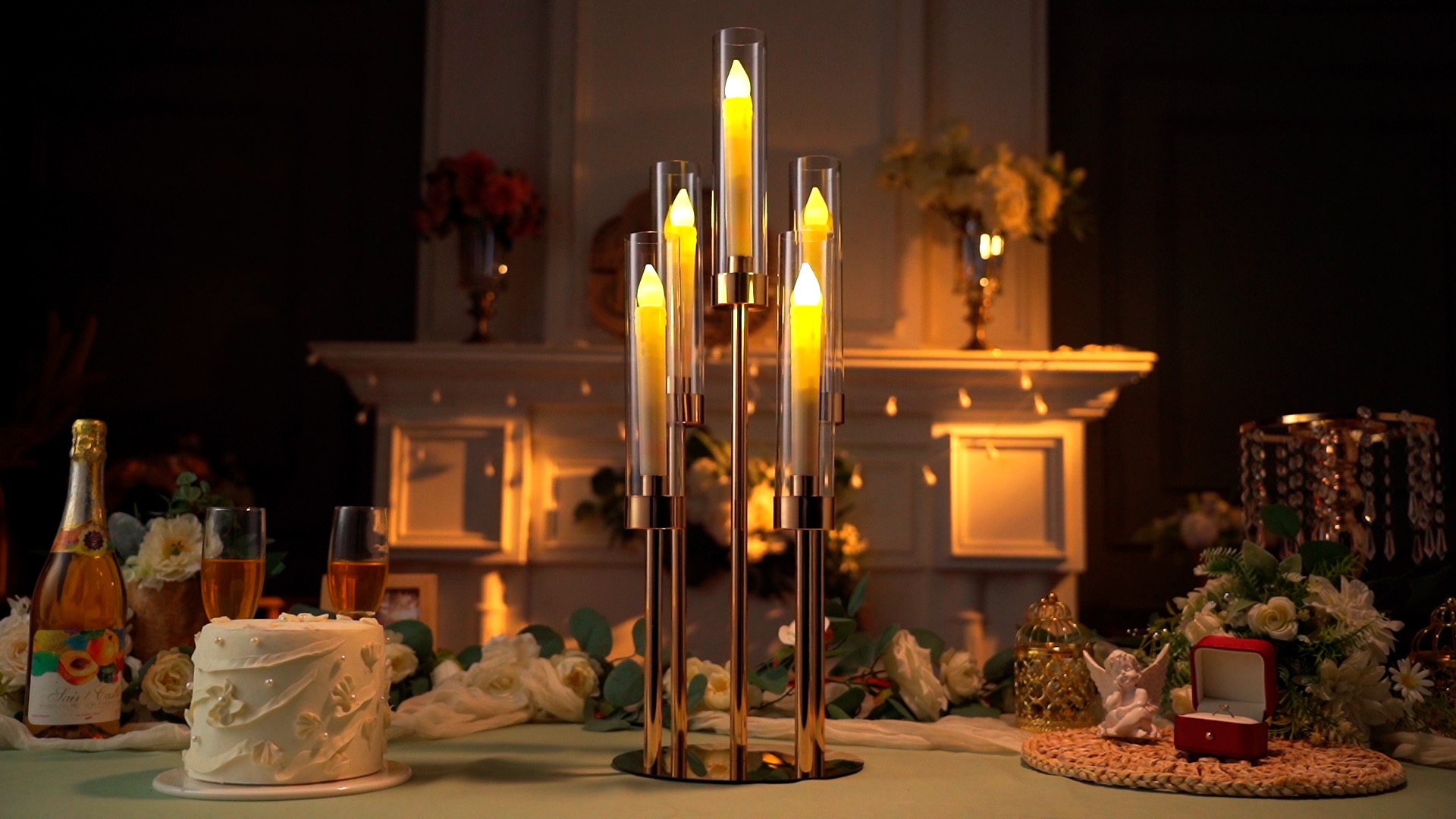 Amazon.com: Tandefio 2 Set Gold Candelabra Centerpieces for Tables