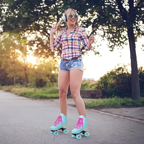 Miniatura 21 de Nattork Patines de ruedas para mujeres, diversión al aire libre, patines de moda para hombres, niñas y niños, rosa, morado, azul, verde azulado