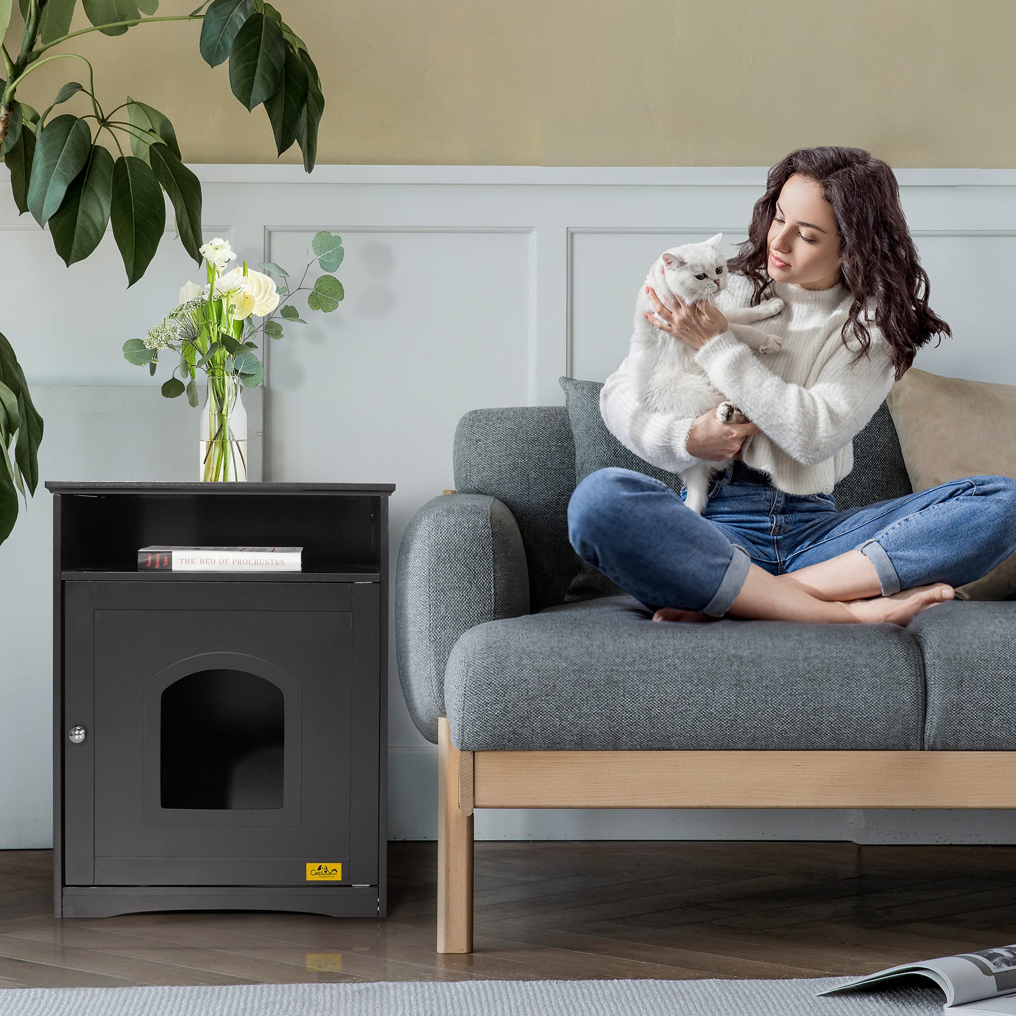 COZIWOW Enclosed Litter Box Enclosure Furniture Hidden