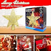 Vista 4 de Proyector de luces para árbol de Navidad con 6 modos de proyección, estrella dorada para árbol de Navidad con proyector LED integrado, proyección