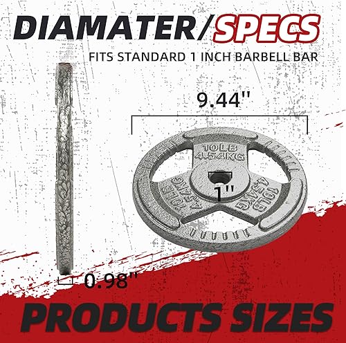 Miniatura 2 de Placa de pesas estándar de hierro fundido de 1 pulgada para entrenamiento de fuerza y levantamiento de pesas, varios pesos disponibles