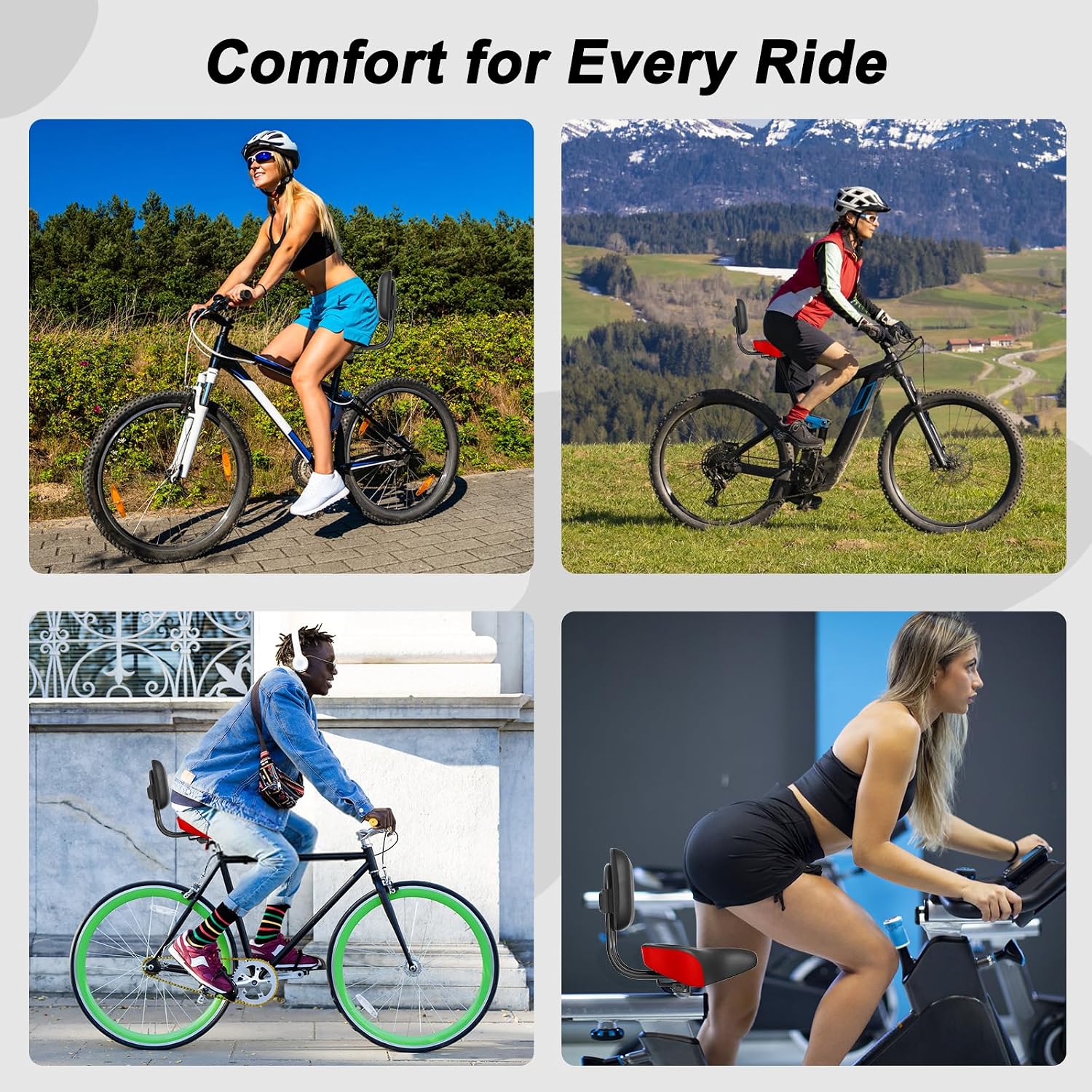 MOONCOOL Oversized Bike Seat with Adjustable Backrest, 12" × 12" Wide Padded Saddle for Bicycles, Tricycles & Exercise Bikes, Memory Foam & Shock-Absorbing, Waterproof PU, Fits 7/8" Seat Posts