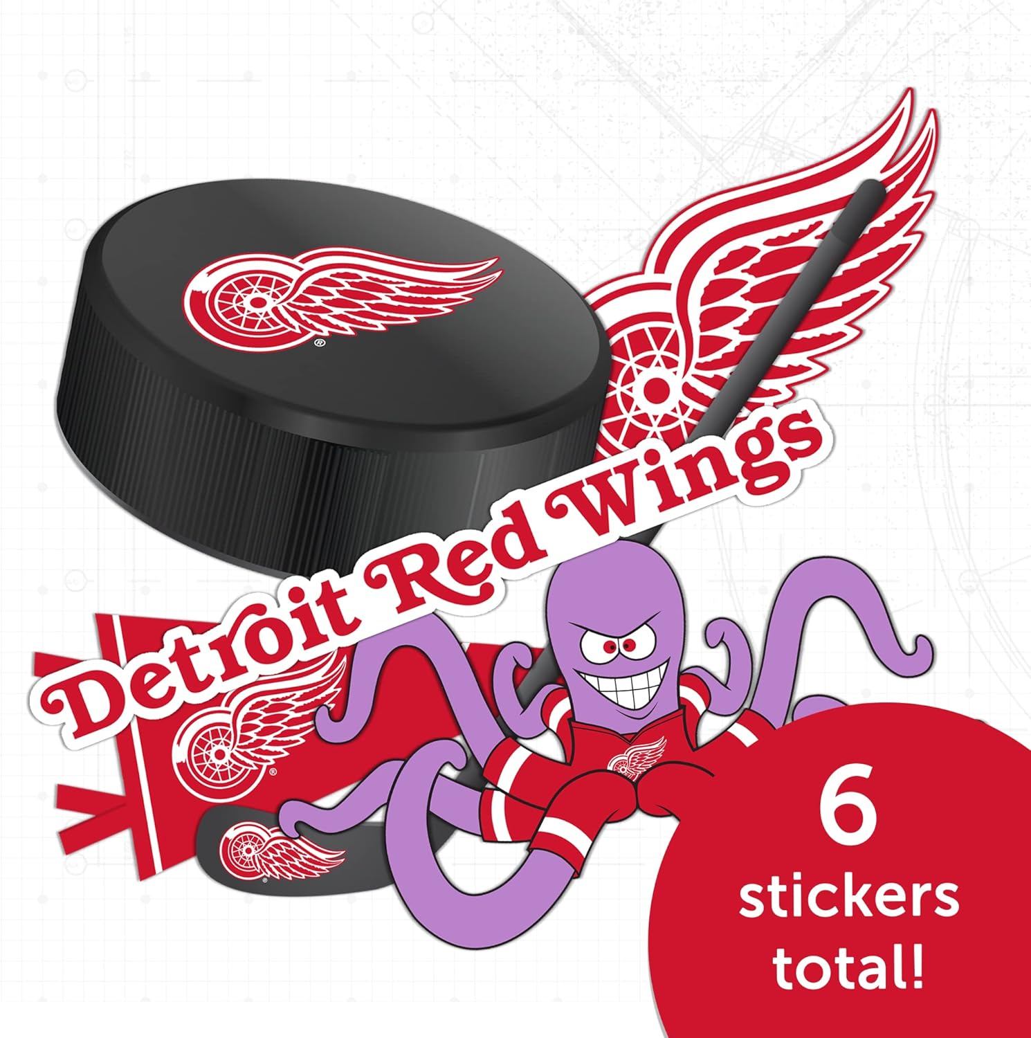 Desert Cactus Detroit Red Wings Team NHL National Hockey League Sticker Vinyl Decal Laptop Water Bottle Car Scrapbook (Type 2) - Image 4