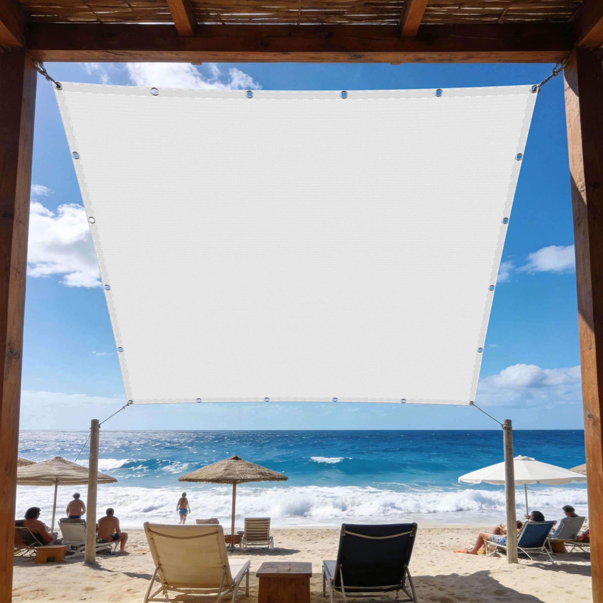Toile ombrage imperméable contre la pluie et les UV 2.2 x 2.4 m blanche avec cordon