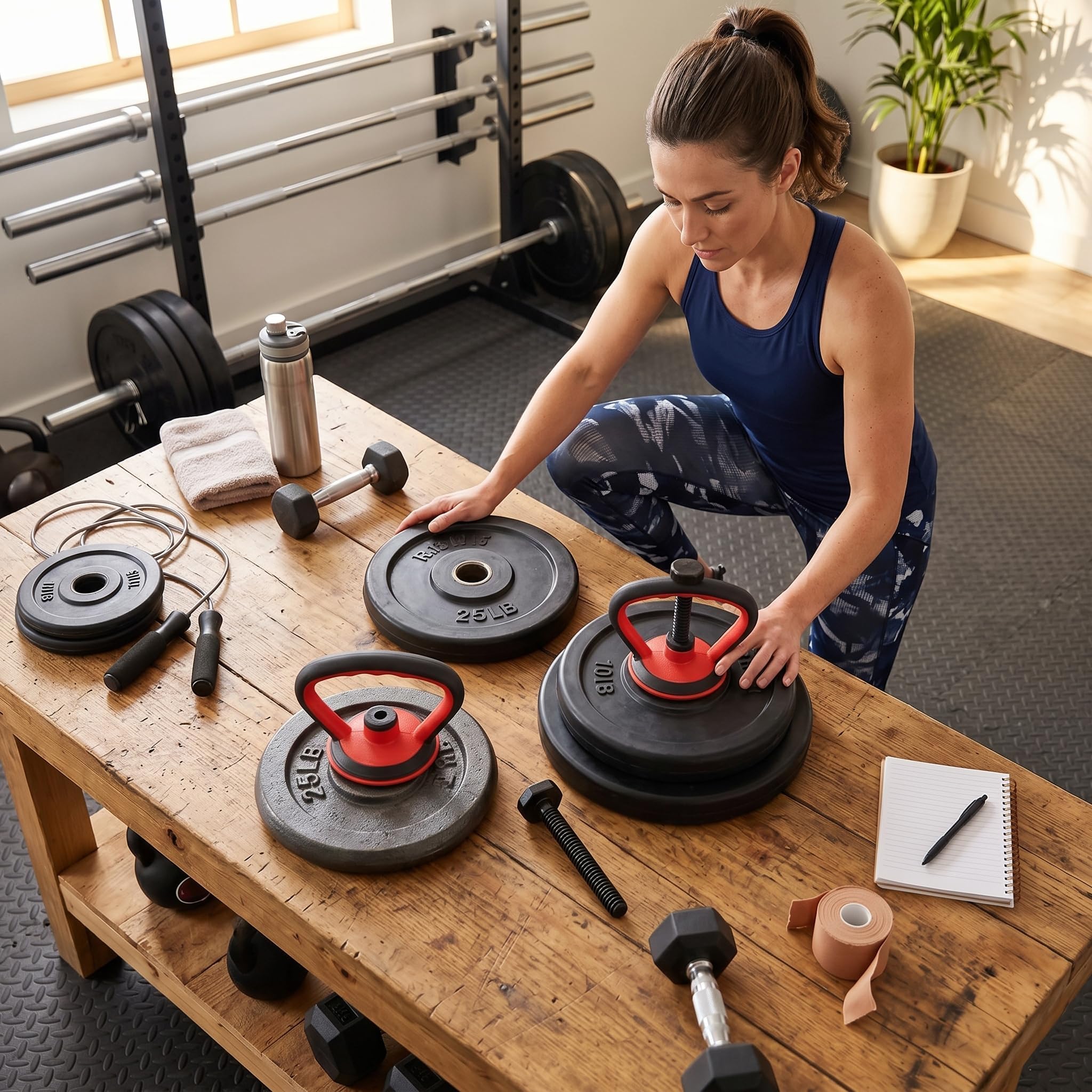 VBESTLIFE Maniglia Kettlebell Regolabile, Piastra Pesi Ergonomica Maniglia Kettlebell Accessori per Allenamento della Forza per Palestra di Casa Set di 3