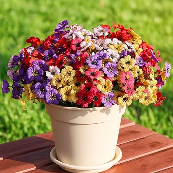 26 Bundles UV Resistant Artificial Flowers Outdoor, No Fade & Low Maintenance Fake Spring Silk Flowers for Outside Porch, Garden, Yard, Window Box Decor-Colorful
