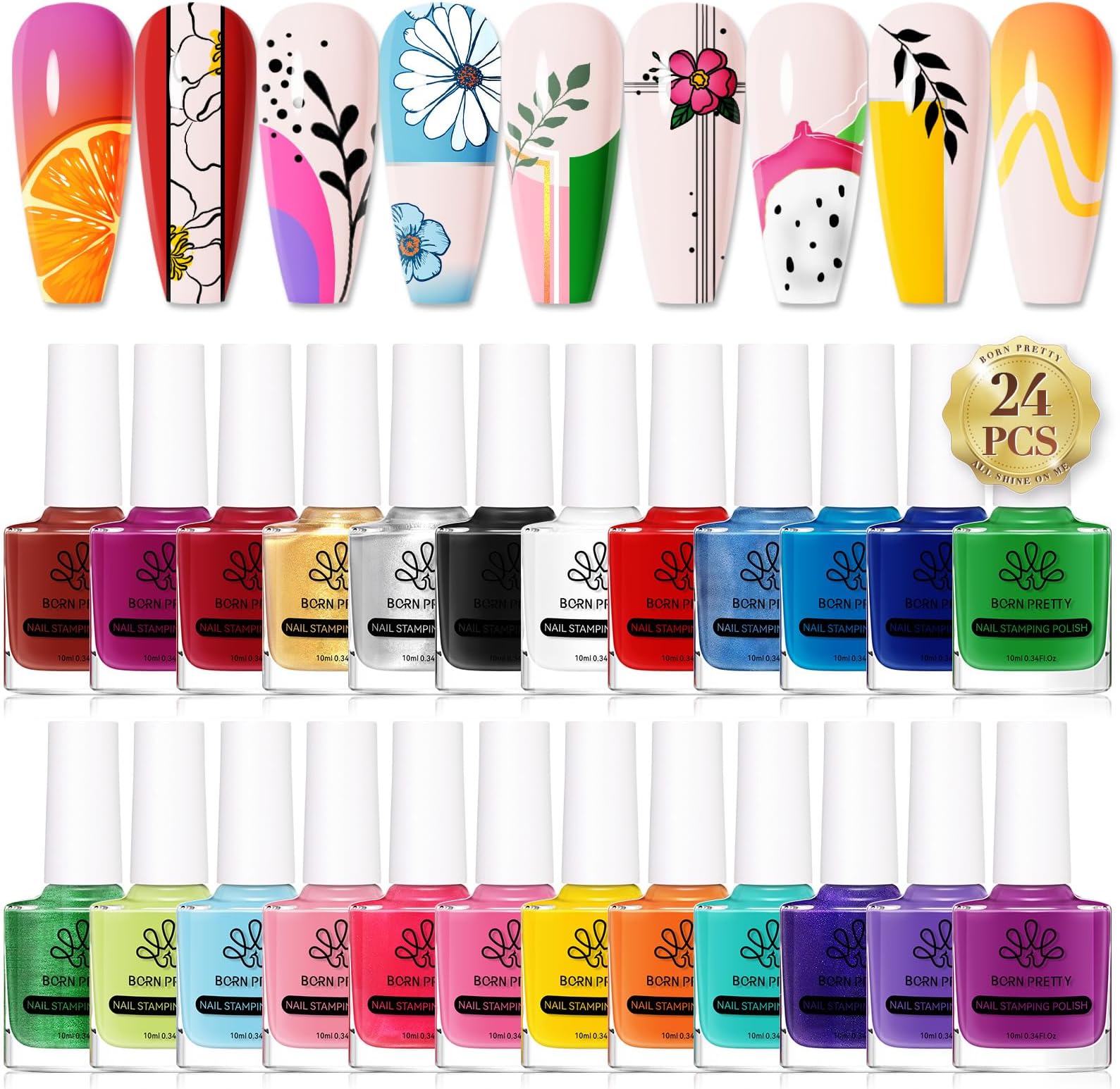 Nail Art Stamping Polish Halloween Nail Polish Set Manicure Print Nails Polish for Stamping Plates 24 Colors Bulk Nail Polish Set Gift Collection