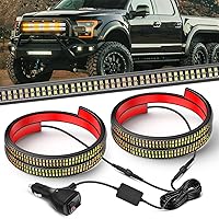 Vista 25 de Nilight 2 tiras de luces estroboscópicas de rejilla de camión de 24 pulgadas, 384 luces LED de emergencia, color ámbar, flexible, intermitente