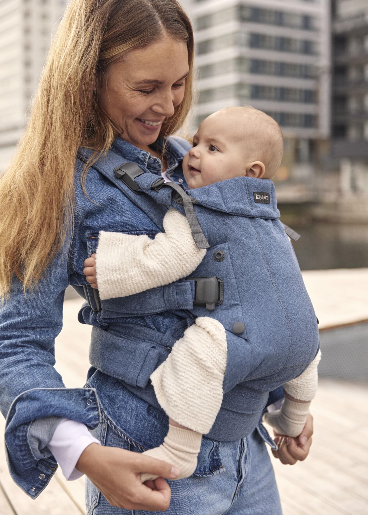 BabyBjörn Babytrage Harmony, Gewebt Melange, Blau