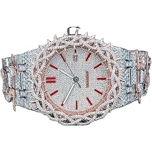 Luxury Iced Out Mens Watch Moissanite Diamond Watch for Men, Rose Gold & Silver Hip Hop Wrist Watch, Fully Bust Down White Gold Display, Automatic Mens Luxury Timepiece, VVS Lab Diamond Inspired Bling Watch