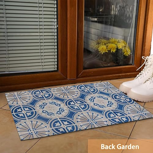 Miniatura 2 de Mogifedc Tapete retro para puerta delantera, tonos caídos, decoración de interiores, entrada, interior, antideslizante, impermeable, tapete de