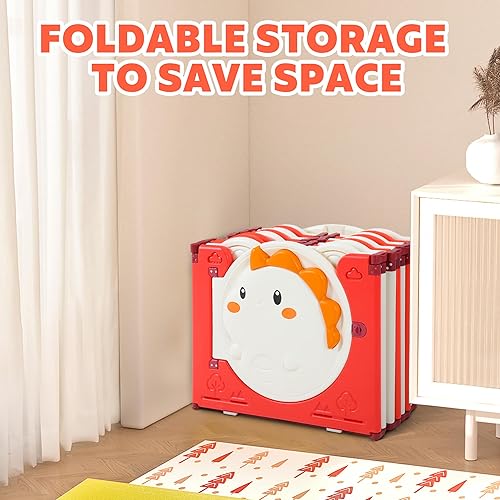 Miniatura 8 de FAHKNS Corralito para bebés de 18 paneles, plegable sin costuras ajustable con alfombra, equipado con cerradura de puerta externa para seguridad en