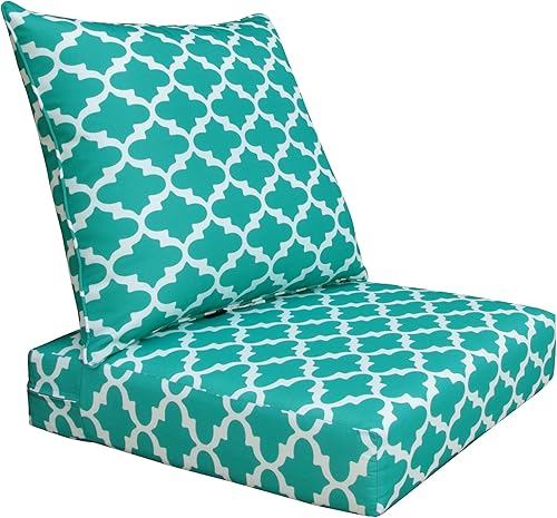 Miniatura 8 de BOSSIMA Juego de 2 cojines para sillas de asiento profundo para interiores y exteriores, cojines de repuesto de temporada primaveraverano con
