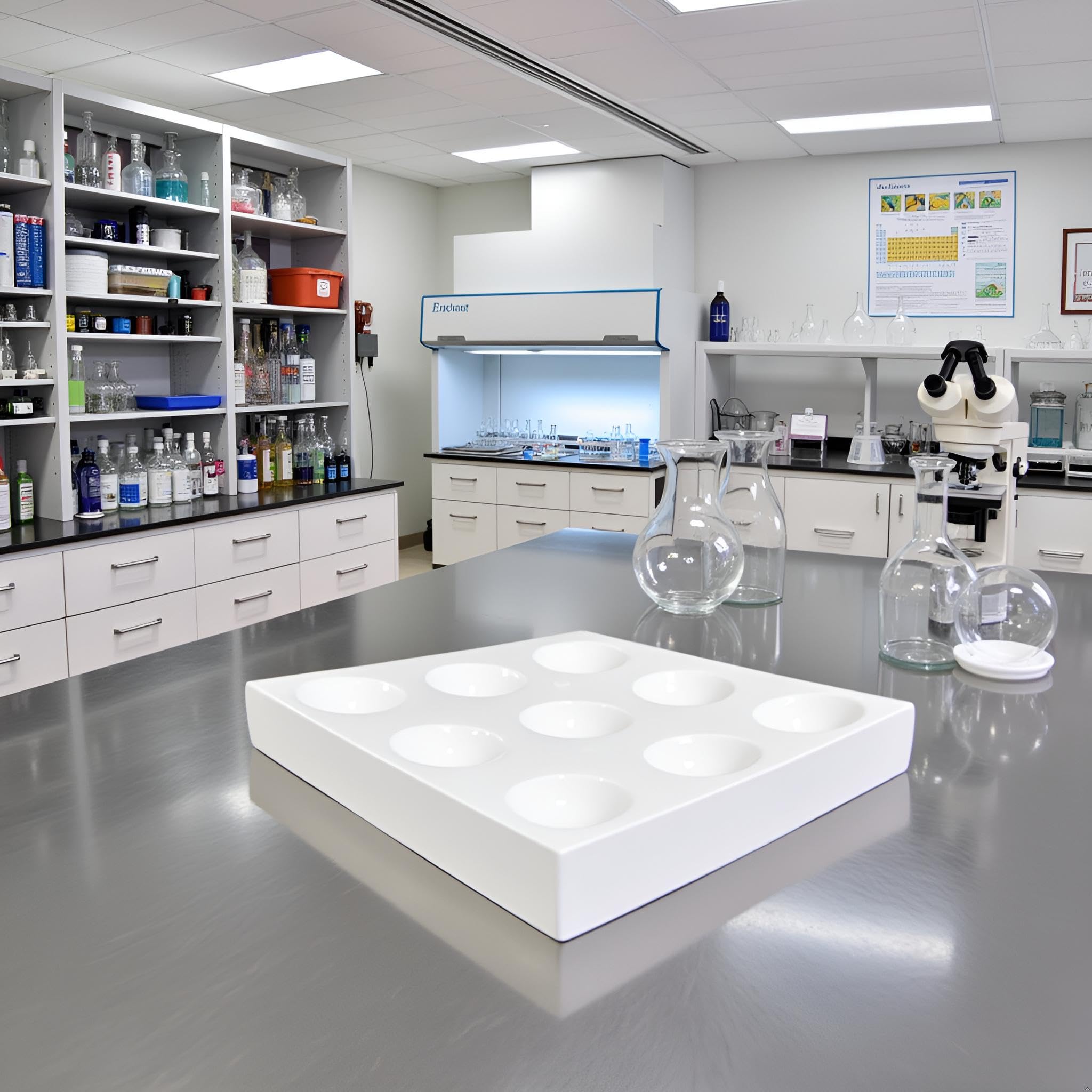 Weißer Porzellan-Punkteller, 6 Mulden, Labor-Spotting-Reaktionsplatte, ideal für Labor-Chemikalien, Experimente, Aufbewahrung von Mikroplatten, Glaswaren und Laborgeschirr