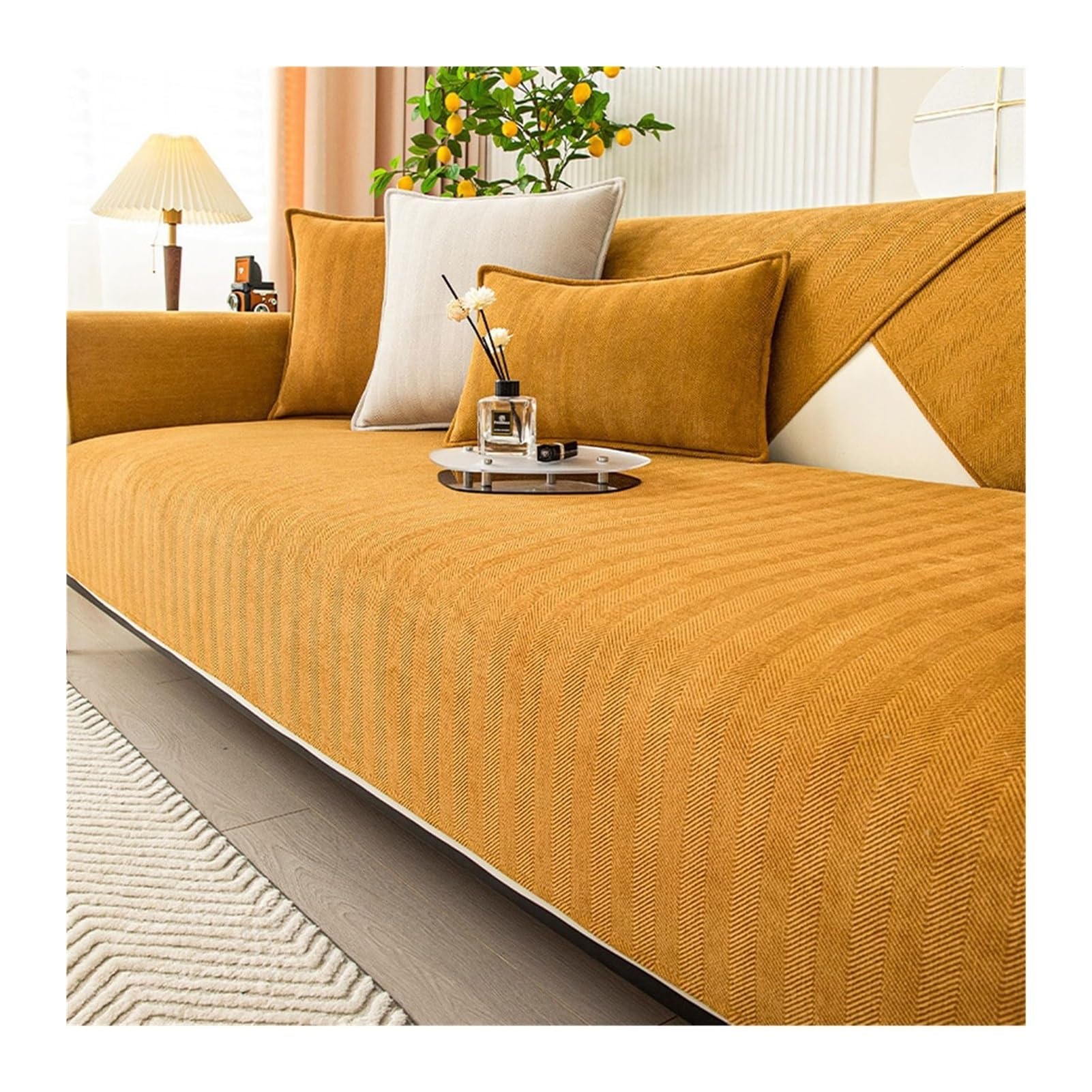 Funda de sofá, protector de sofá para perro, funda cuadrada de algodón para mascotas, fundas cómodas y lavables antideslizantes para sofás y sillones para perros y gatos (naranja A, 90 x 210