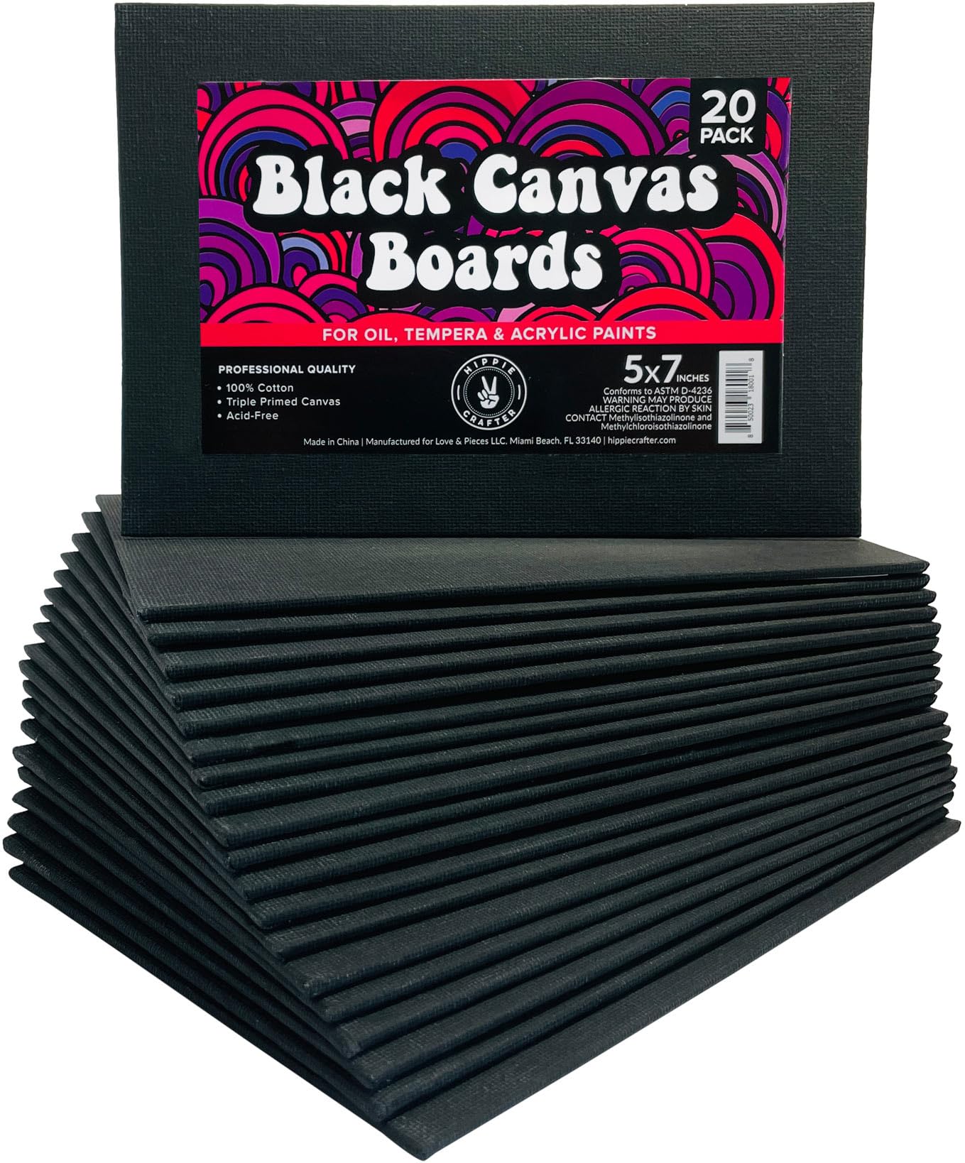 Amazon.com: Black Canvas Panels for Painting, 20 Pack, 5x7 Inch