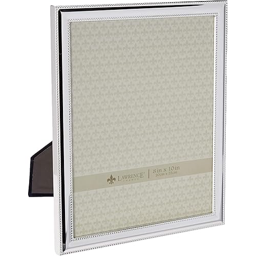 Lawrence Frames 510780 Metal Picture Frame Silver-Plate with Delicate Beading, 8 by 10-Inch