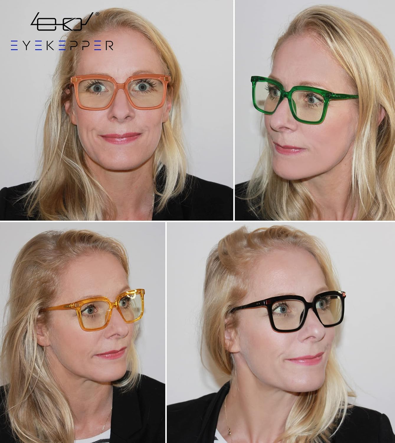 Eyekepper 4-pack Reading Glasses Blue Light Blocking Square Computer Readers Women