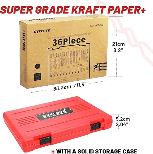 Miniatura 7 de Juego de 40 extractores de tornillos, juego de brocas para mano izquierda 65424341 HSS, juego de extractor de pernos fácil de sacar con adaptador