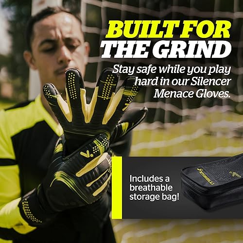 Miniatura 2 de Storelli Silencer - Guantes de portero de amenaza, guantes de portero de fútbol para jóvenes y adultos, guantes híbridos con espinas de dedo