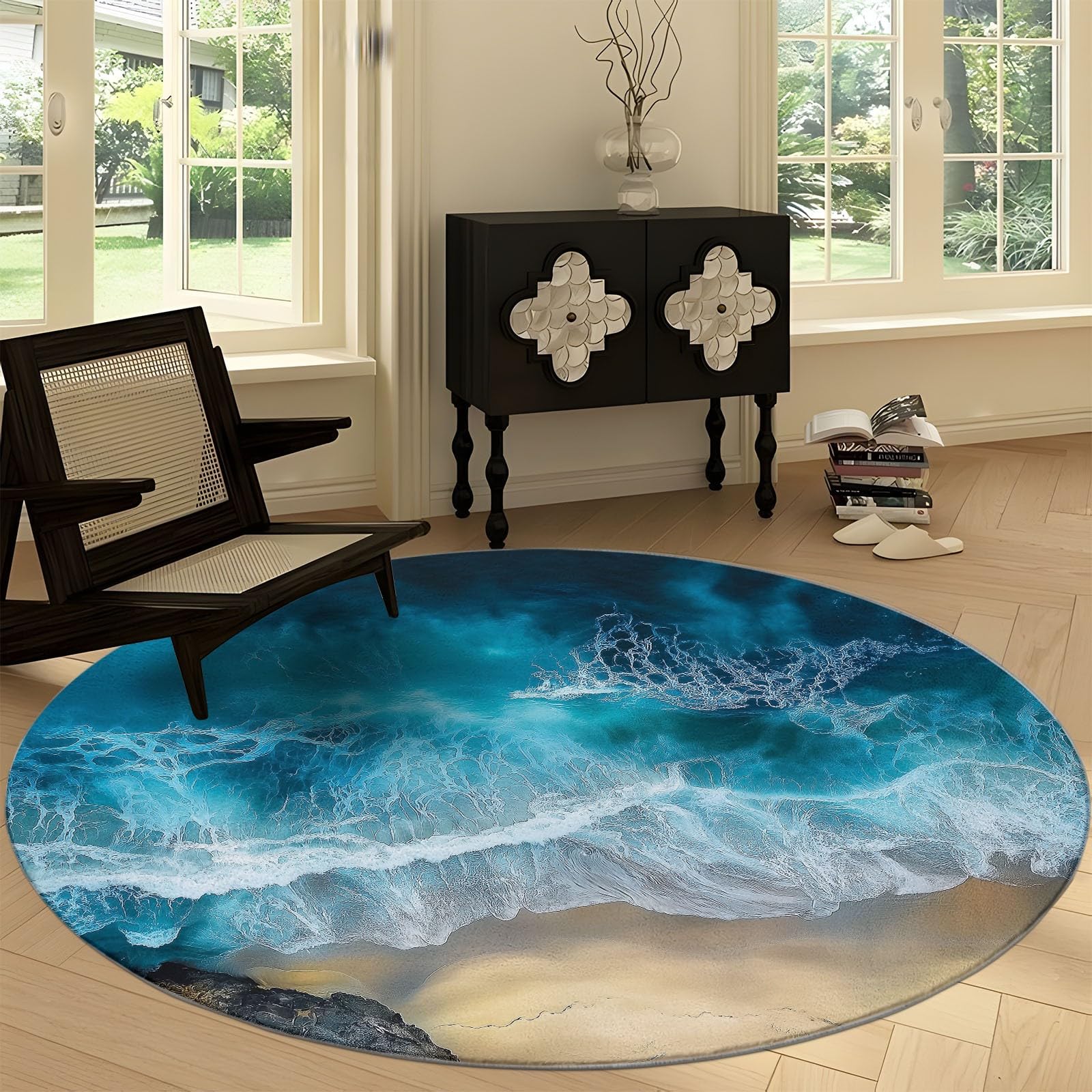 ラグ・カーペット round beach rug Amazon.com: Round Area Rug 4ft Nautical Coastal Ocean Coral