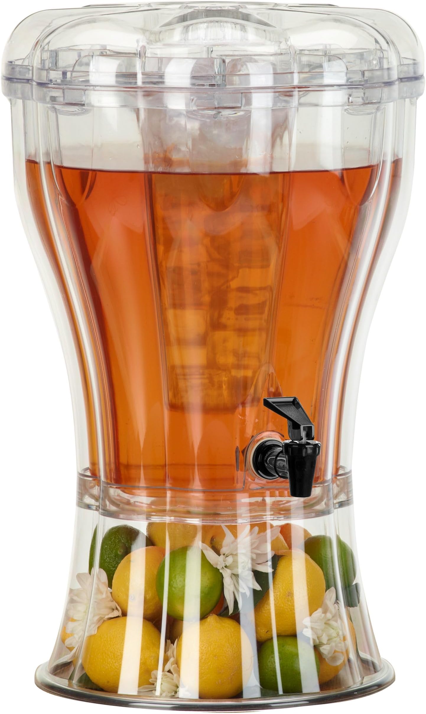 Buddeez Clear Drink 3.5 Gallon Plastic Beverage, Comes with Stand, Spigot, Ice Cone, Large Punch Dispenser for Parties