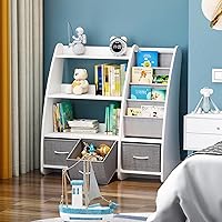 Vista 35 de Estantería de 4 niveles para niños de madera, estantería de cinco capas para libros de niños, estante de almacenamiento para bebés y niños pequeños