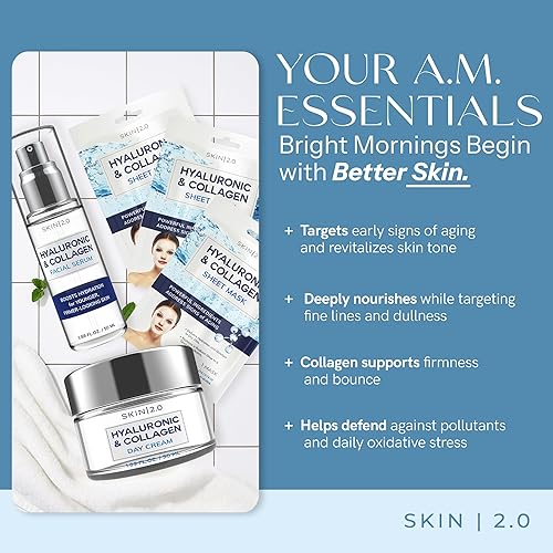 Miniatura 4 de Paquete de hidratación de ácido hialurónico y colágeno, dermatológicamente probado, antienvejecimiento, cuidado de la piel coreano, hidrata,