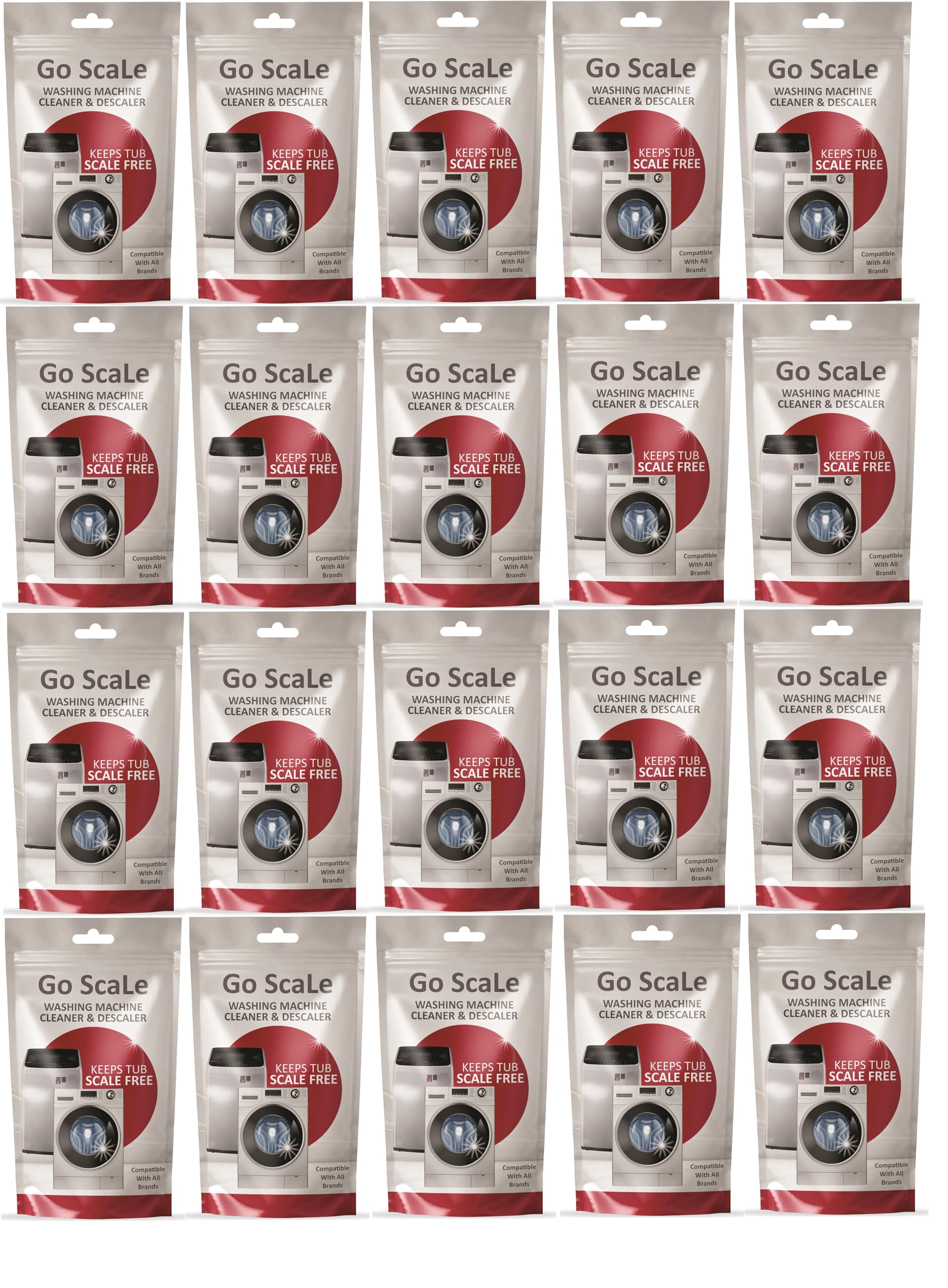 Go ScaLe Washing Machine Cleaner & Descaling Powder, Descaler for top load and front load | Washing Machine Drum Cleaner & Tub Cleaner | 100g 3 pouch (Pack of 20)