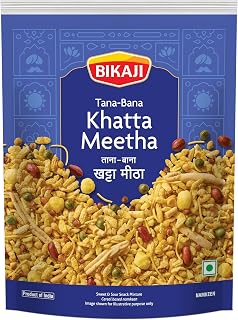 Bikaji Tana Bana Khatta Meetha 14.11 oz (400g), Sweet and Tangy Indian Snack Mix, Crunchy Farsan, Party Mix, Everyday Munching, Anytime Tea-Time Snack