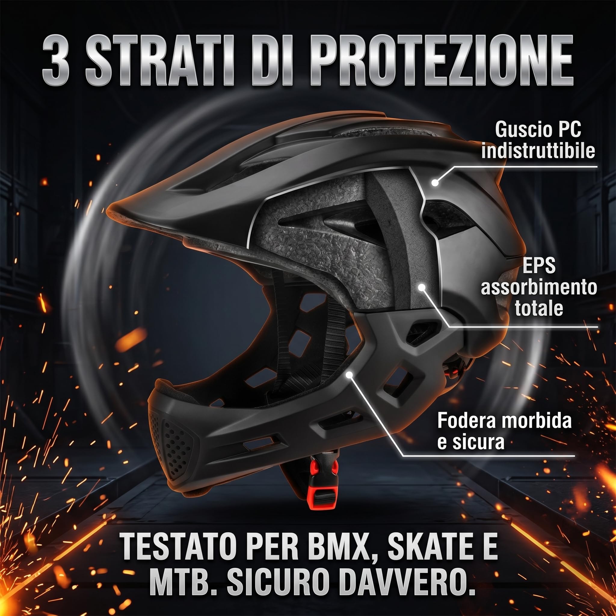 Casco da Bici per Bambini 2 in 1, Casco Integrale da BMX Dirtbike Skateboard Mountain Bike con Mentoniera Staccabile, per Bambini Adolescenti Adulti 5 8 Anni