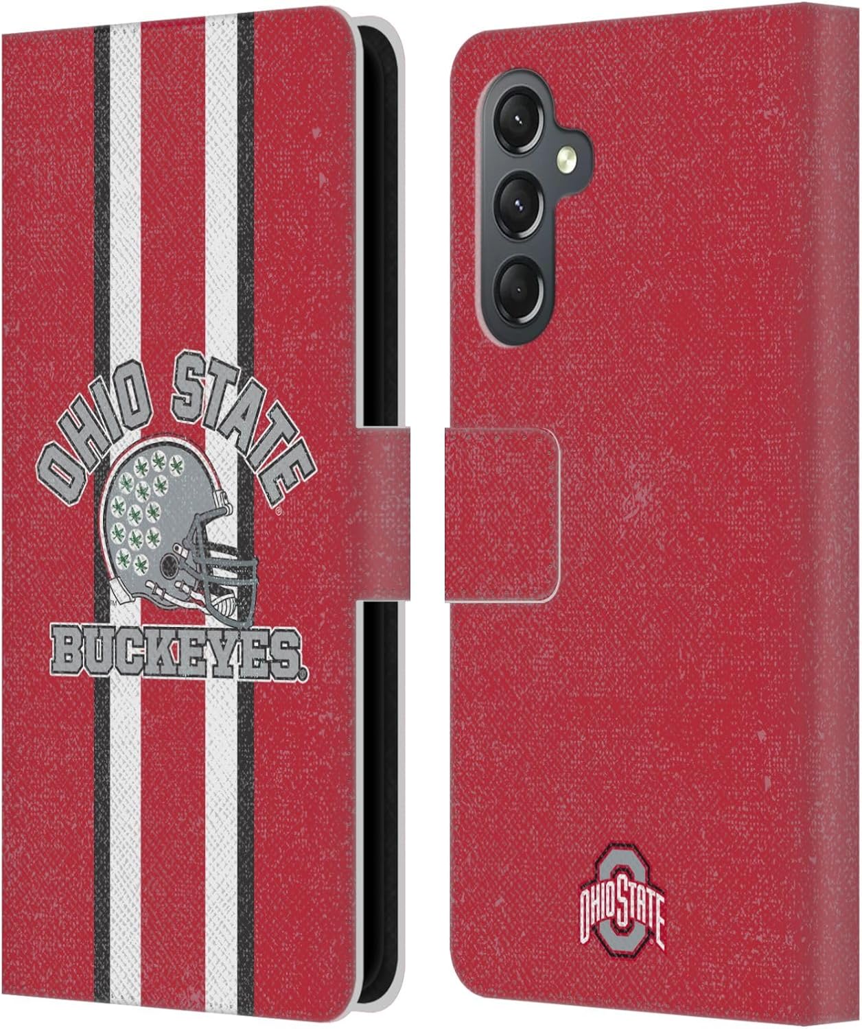 Head Case Designs Officially Licensed Ohio State University Helmet Football Graphics Leather Wallet Case Compatible with Samsung Galaxy A25 5G