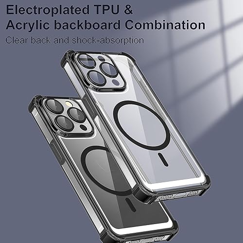 Miniatura 2 de KSWOUS Funda magnética transparente para iPhone 15 Pro Max compatible con MagSafe protección completa de la lente de la cámara chapado de lujo para