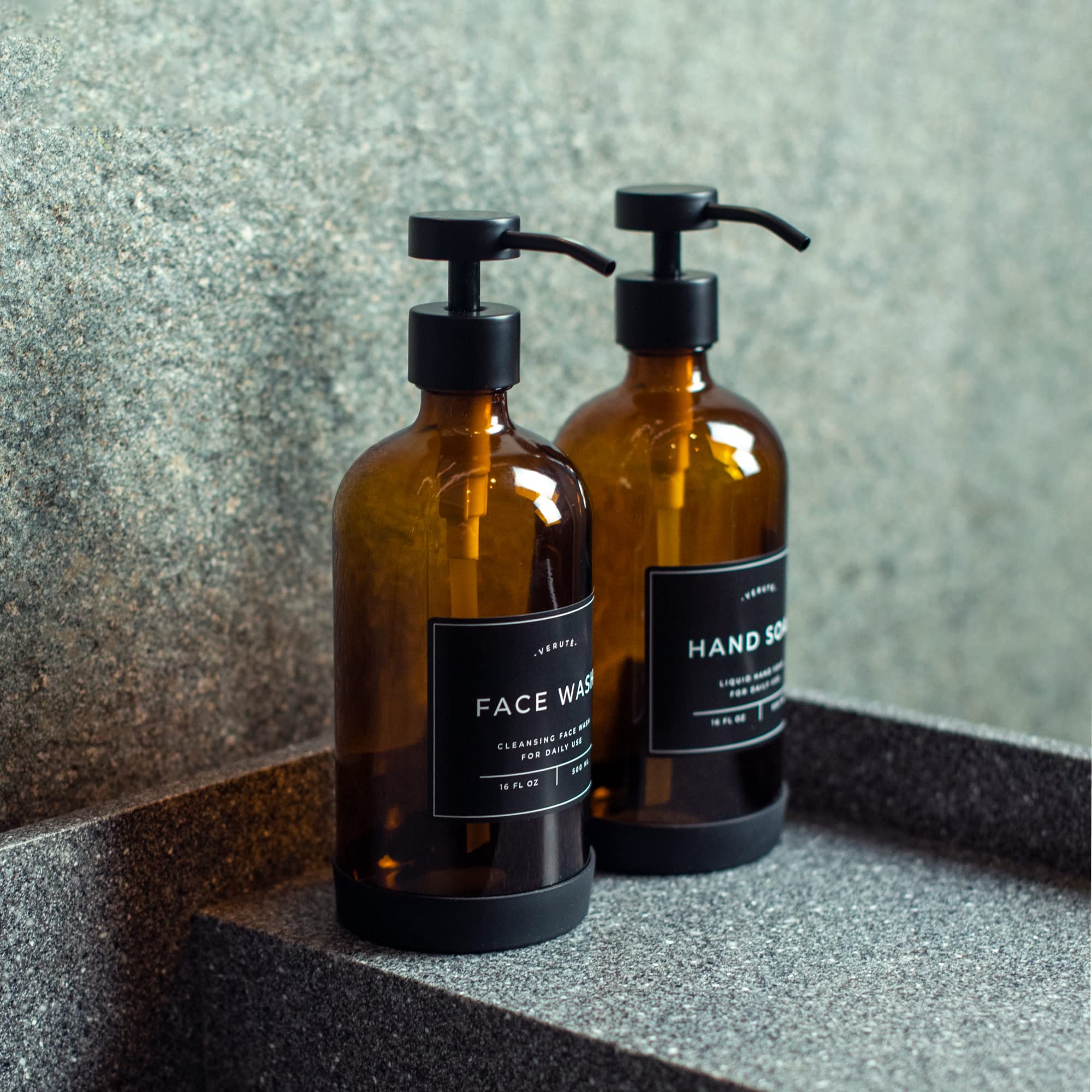 Verute Waterproof Labels for Amber Glass Soap Dispenser and Plastic Bottles 3.15