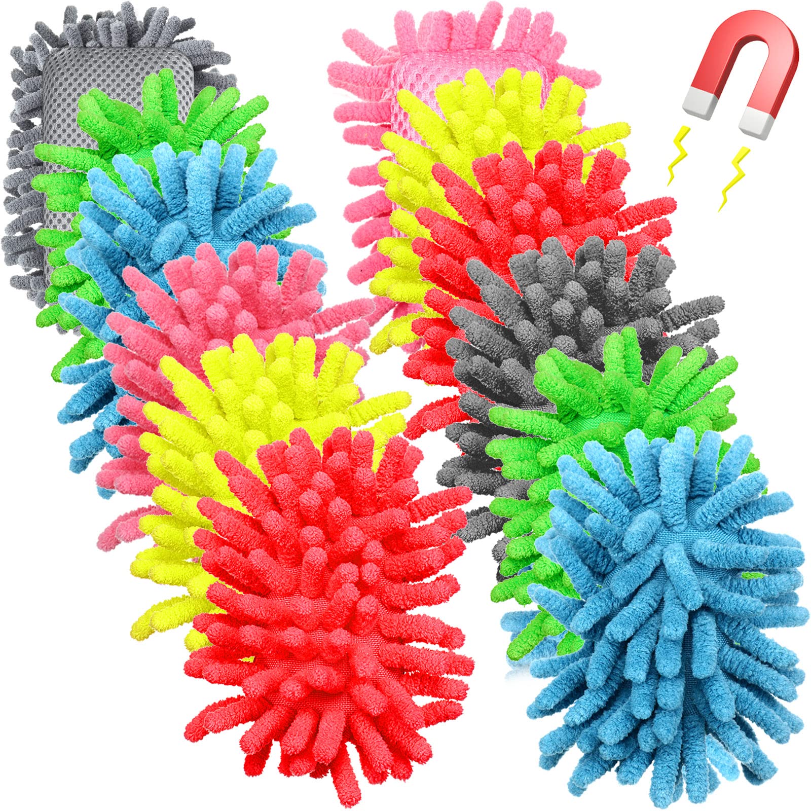 Epakh 12 Pieces Magnetic Microfiber Dry Eraser Microfiber Whiteboard Washable Shag Erase Board for Markers Chalk Home Classroom and Office(Grey, Neon