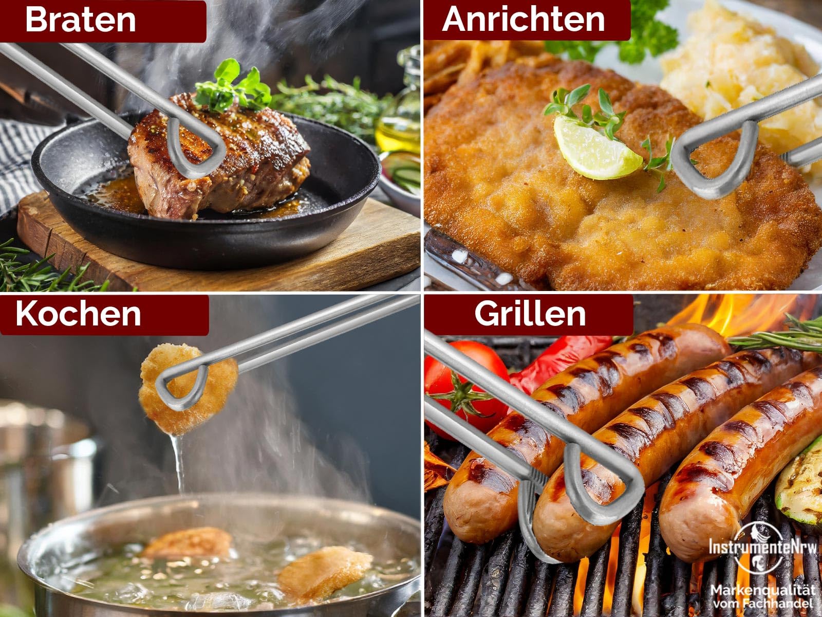 PROFI Grillzange - Grillpinzette 30 cm EDELSTAHL