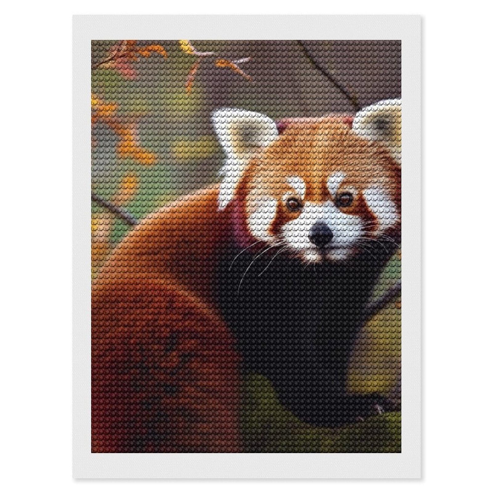 Red Panda Diamond Art Kits for Adults, DIY 5D Diamonds Painting Kits for Beginner, Round Full Drill Diamond Dots Painting, Diamonds Pictures Gem Art and Crafts Wall Decor 12"x16"