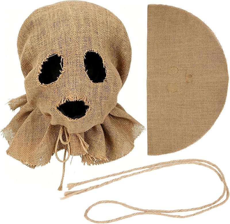 Scarecrow Halloween Mask Horror Burlap Clown Skull Costume | Scary Burlap Clown Scarecrow Mask Set, Halloween Horror Mask, Creepy Pumpkin Sack, Skull Headgear Cosplay Accessory