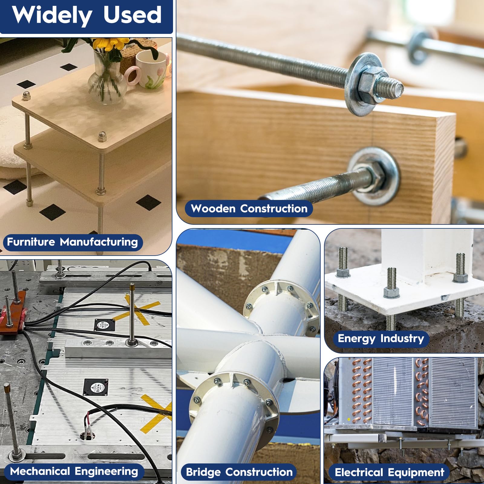 6 Pcs 304 Stainless Steel Threaded Rod, M8/M6 x 300 mm Fully Threaded Studding Rod Bar, Right Hand Threads - Image 4