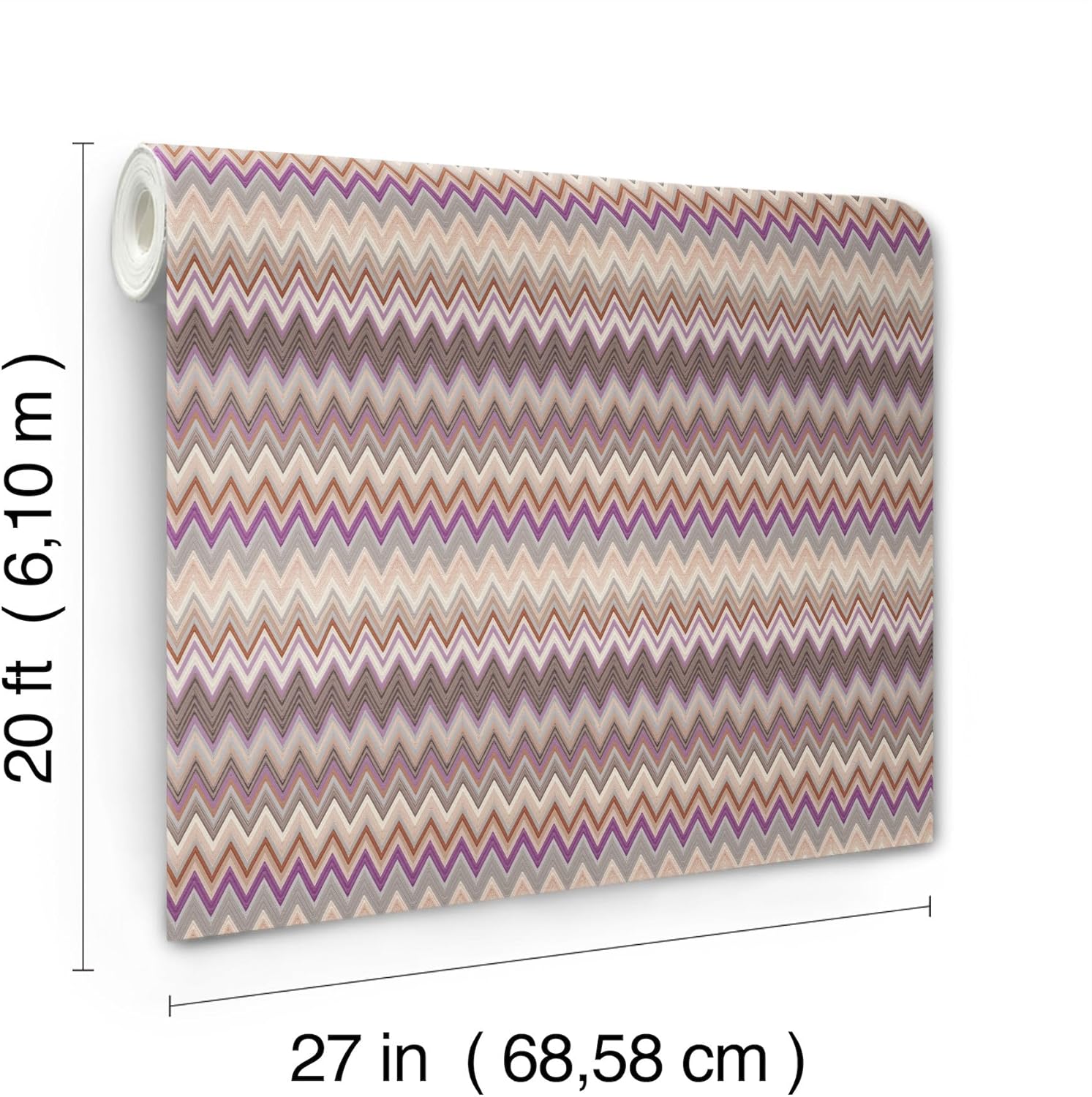 York Wallcoverings Missoni Zig Zag Purple Peel and Stick Wallpaper, PSW1641RL