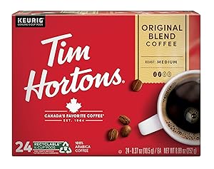 Tim Hortons Original Blend, Medium Roast Coffee, Single-Serve K-Cup Pods Compatible with Keurig Brewers, 24 Count(Pack of 1)(Packaging may vary)